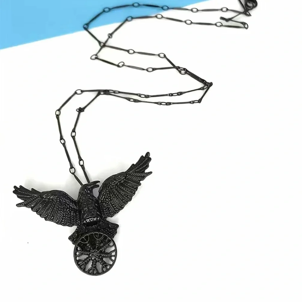 1pc Gothic Black Raven Pendant Necklace  Faux Fashion Jewelry‎